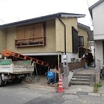 浦安市海楽地区内 延べ床面積290㎡(奥行き20ｍ） 基礎構造 ベタ基礎、部分ＲＣ造 建物総重量　約230ｔ